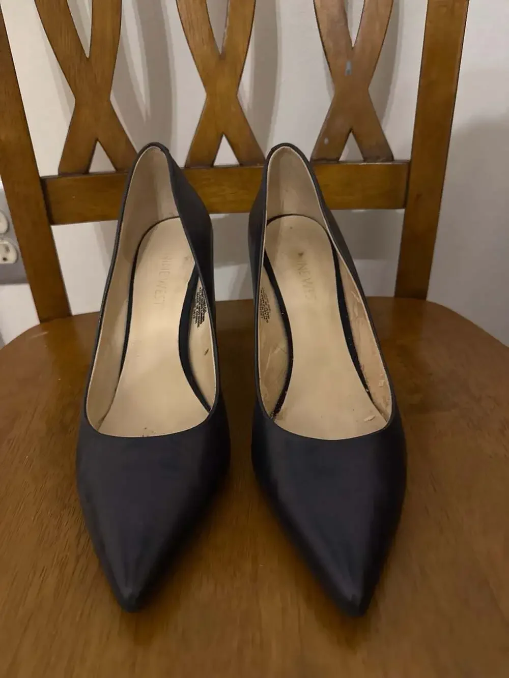 Nine West Flax Pointy Toe Stiletto Dress Pumps in Black Leather